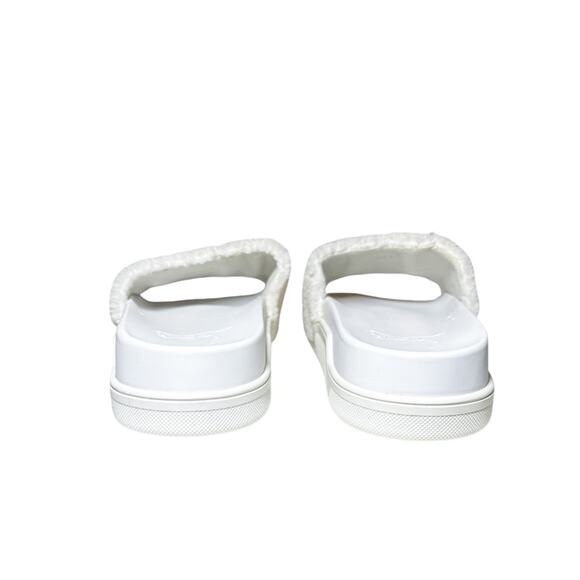 Christian Louboutin White Shearling Logo Slides Flatform Sandals Size 39.5 - Picture 5 of 12